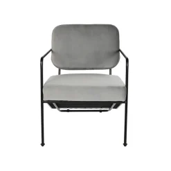 Butaca con Tapizado de Poliéster Color Gris y Patas de Metal MB-206616