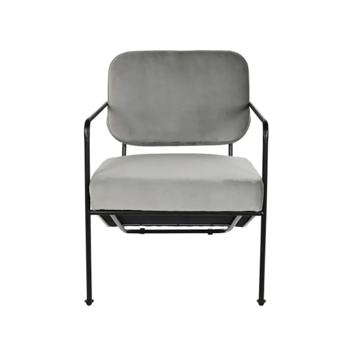 Butaca con Tapizado de Poliéster Color Gris y Patas de Metal MB-206616