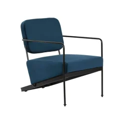 Butaca con Tapizado de Poliéster Color Azul y Patas de Metal MB-206617