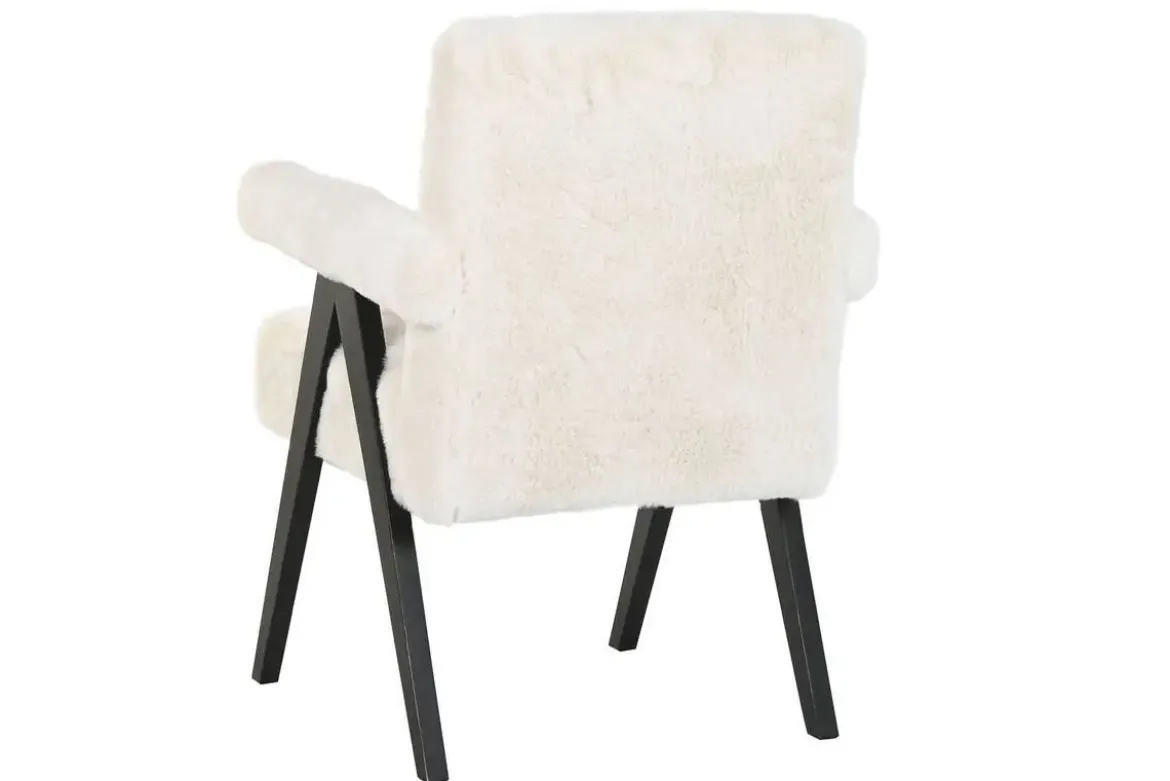 Butaca de Madera Tapizada en Pelo Blanco MB-220500