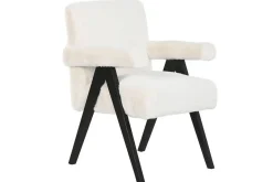 Butaca de Madera Tapizada en Pelo Blanco MB-220500
