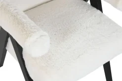 Butaca de Madera Tapizada en Pelo Blanco MB-220500