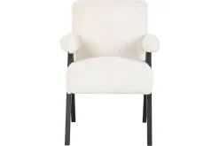 Butaca de Madera Tapizada en Pelo Blanco MB-220500