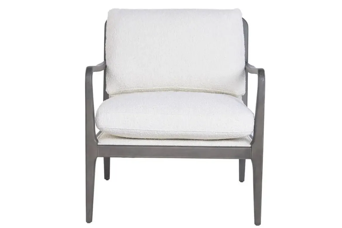 Butaca de Salón de Madera de Haya Tapizada en Bouclé Blanco MB-227188