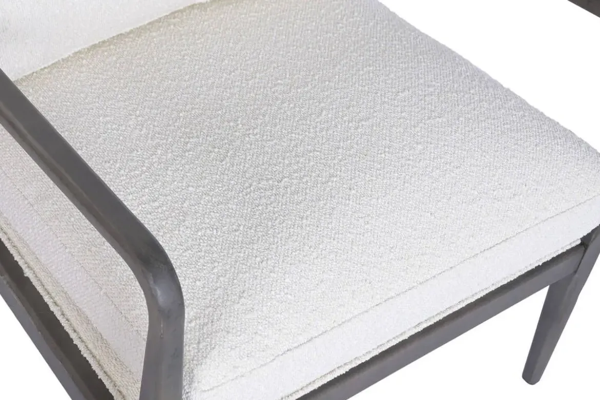 Butaca de Salón de Madera de Haya Tapizada en Bouclé Blanco MB-227188