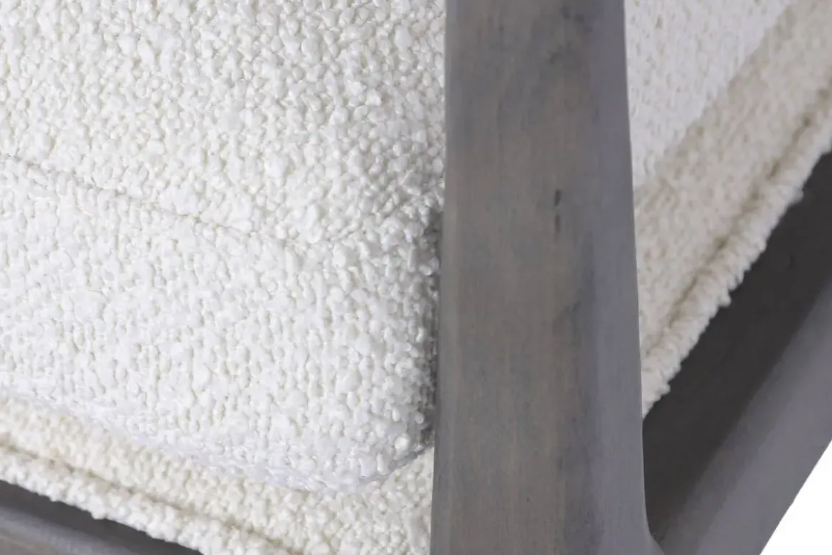 Butaca de Salón de Madera de Haya Tapizada en Bouclé Blanco MB-227188