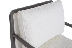 Butaca de Salón de Madera de Haya Tapizada en Bouclé Blanco MB-227188