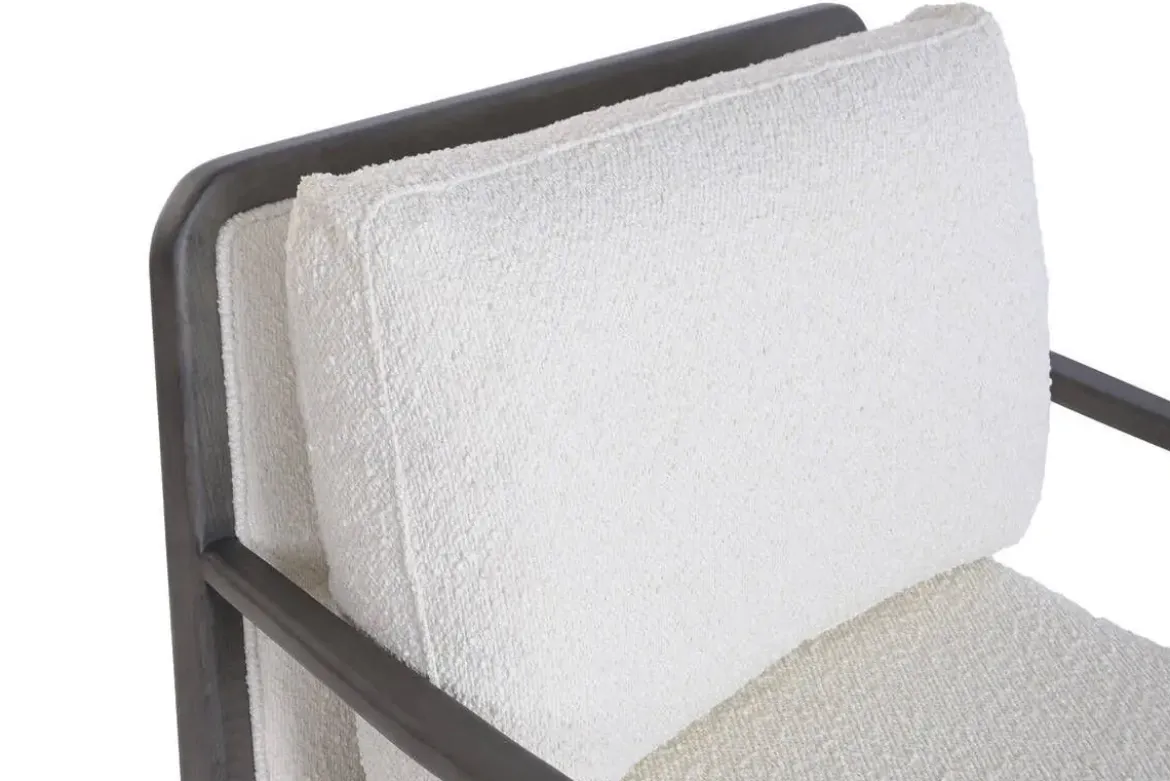 Butaca de Salón de Madera de Haya Tapizada en Bouclé Blanco MB-227188