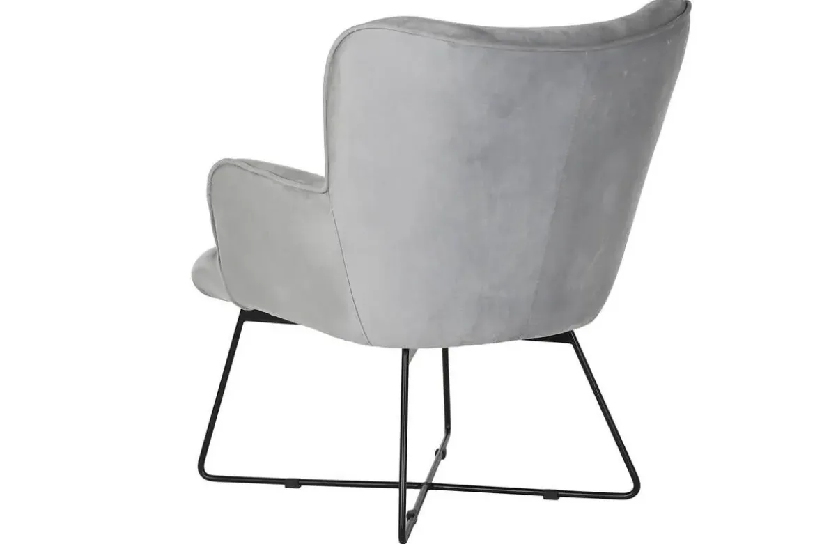 Butaca de Terciopelo Gris con Estructura Metálica MB-206618