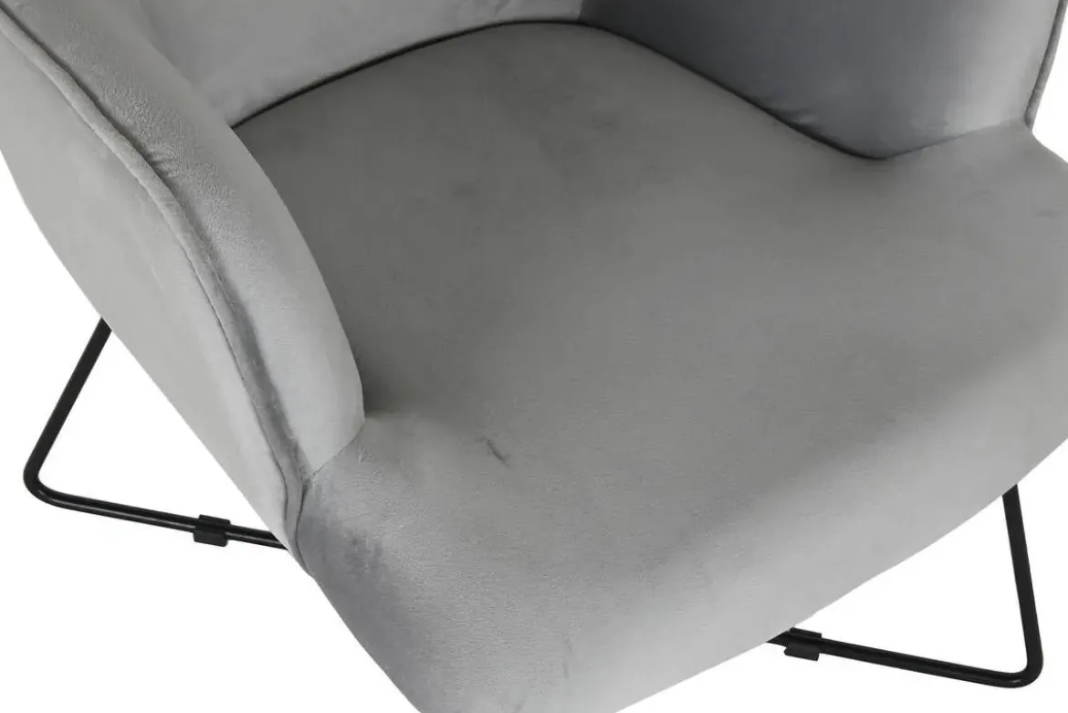 Butaca de Terciopelo Gris con Estructura Metálica MB-206618