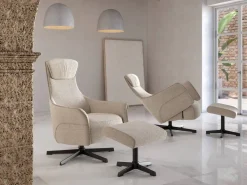 Butaca Giratoria Relax Manual Tapizada con Ottoman a juego KIARA