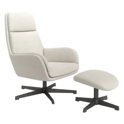 Butaca Giratoria Tapizada con Estructura de Metal Negro con Ottoman CITREA