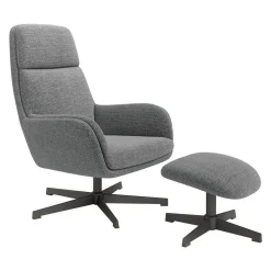 Butaca Giratoria Tapizada con Estructura de Metal Negro con Ottoman CITREA