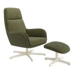 Butaca Giratoria Tapizada con Estructura de Metal Marfil con Ottoman FIGARA