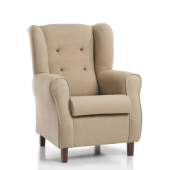Butaca modelo TURIN clásica orejera con patas de madera Color beige