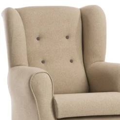 Butaca modelo TURIN clásica orejera con patas de madera Color beige