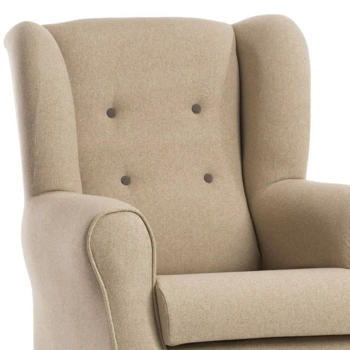 Butaca modelo TURIN clásica orejera con patas de madera Color beige