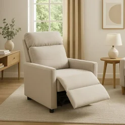 Butaca Reclinable en Tela Beige con Patas Metálicas DUNA TAPBUT0000051