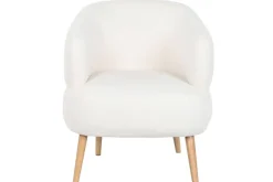 Butaca Tapizada Borreguito Blanco con Patas de Madera MB-206613