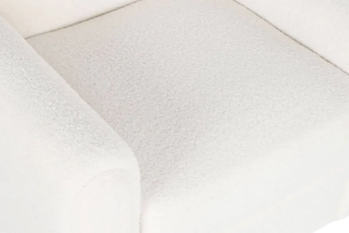 Butaca Tapizada Borreguito Blanco con Patas de Madera MB-206607