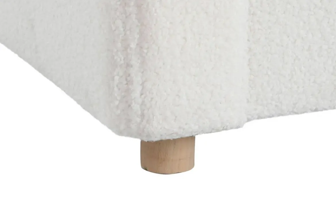 Butaca Tapizada Borreguito Blanco con Patas de Madera MB-206607