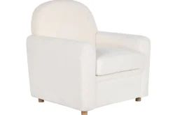 Butaca Tapizada Borreguito Blanco con Patas de Madera MB-206607