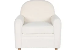 Butaca Tapizada Borreguito Blanco con Patas de Madera MB-206607