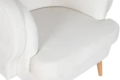 Butaca Tapizada en Poliéster Blanco con Patas de Madera MB-206609