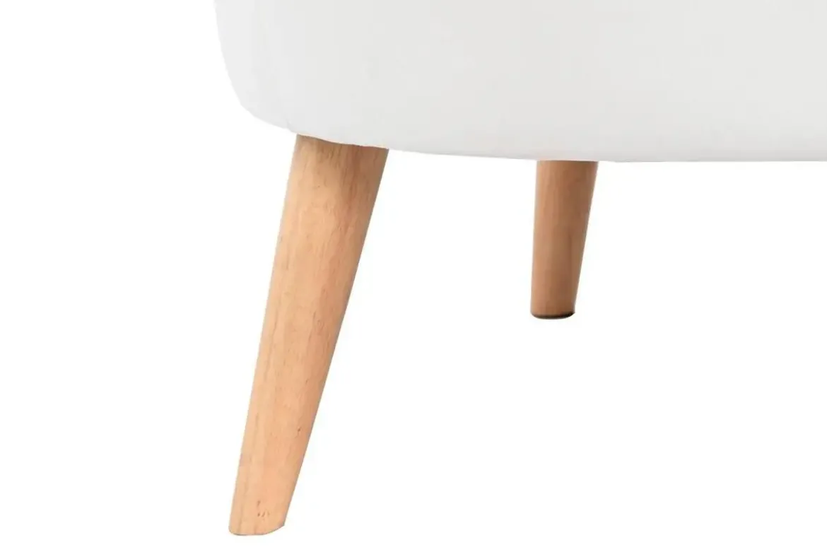Butaca Tapizada en Poliéster Blanco con Patas de Madera MB-206609