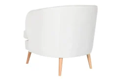 Butaca Tapizada en Poliéster Blanco con Patas de Madera MB-206609