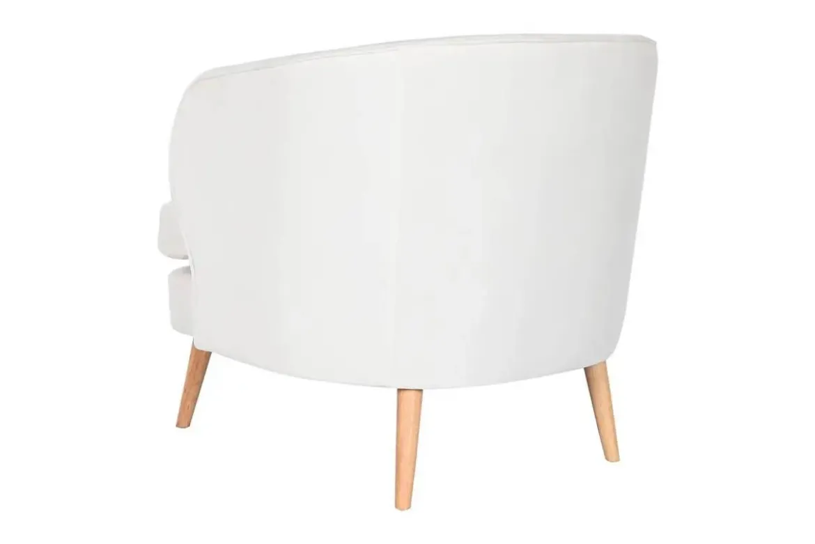 Butaca Tapizada en Poliéster Blanco con Patas de Madera MB-206609