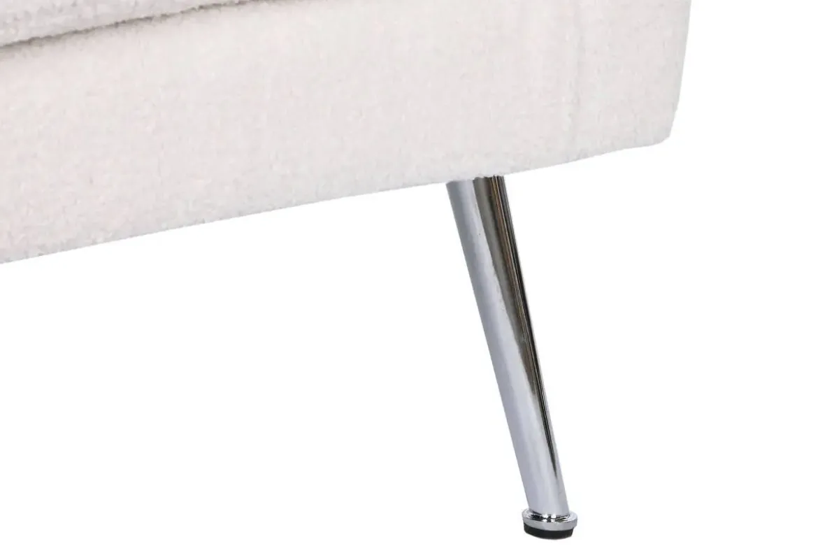 Butaca Tapizada en Poliéster Blanco con Patas Cromadas MB-210589