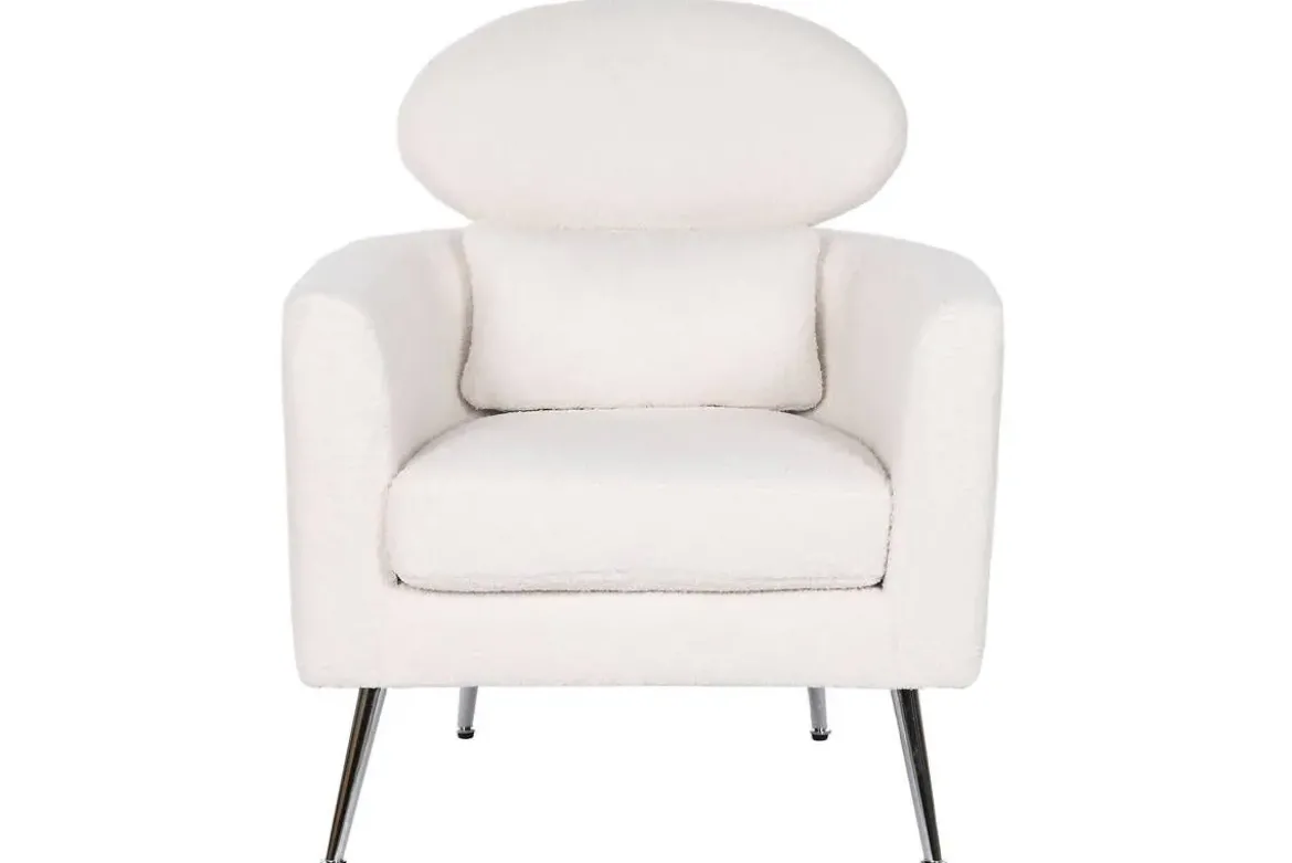Butaca Tapizada en Poliéster Blanco con Patas Cromadas MB-210589