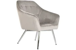 Butaca Tapizada en Velvet Gris con Patas Metálicas MB-218841