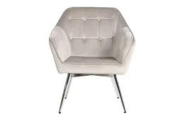 Butaca Tapizada en Velvet Gris con Patas Metálicas MB-218841