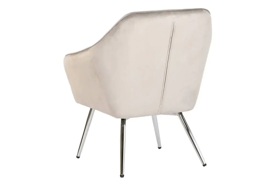 Butaca Tapizada en Velvet Gris con Patas Metálicas MB-218841