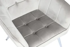 Butaca Tapizada en Velvet Gris con Patas Metálicas MB-218841