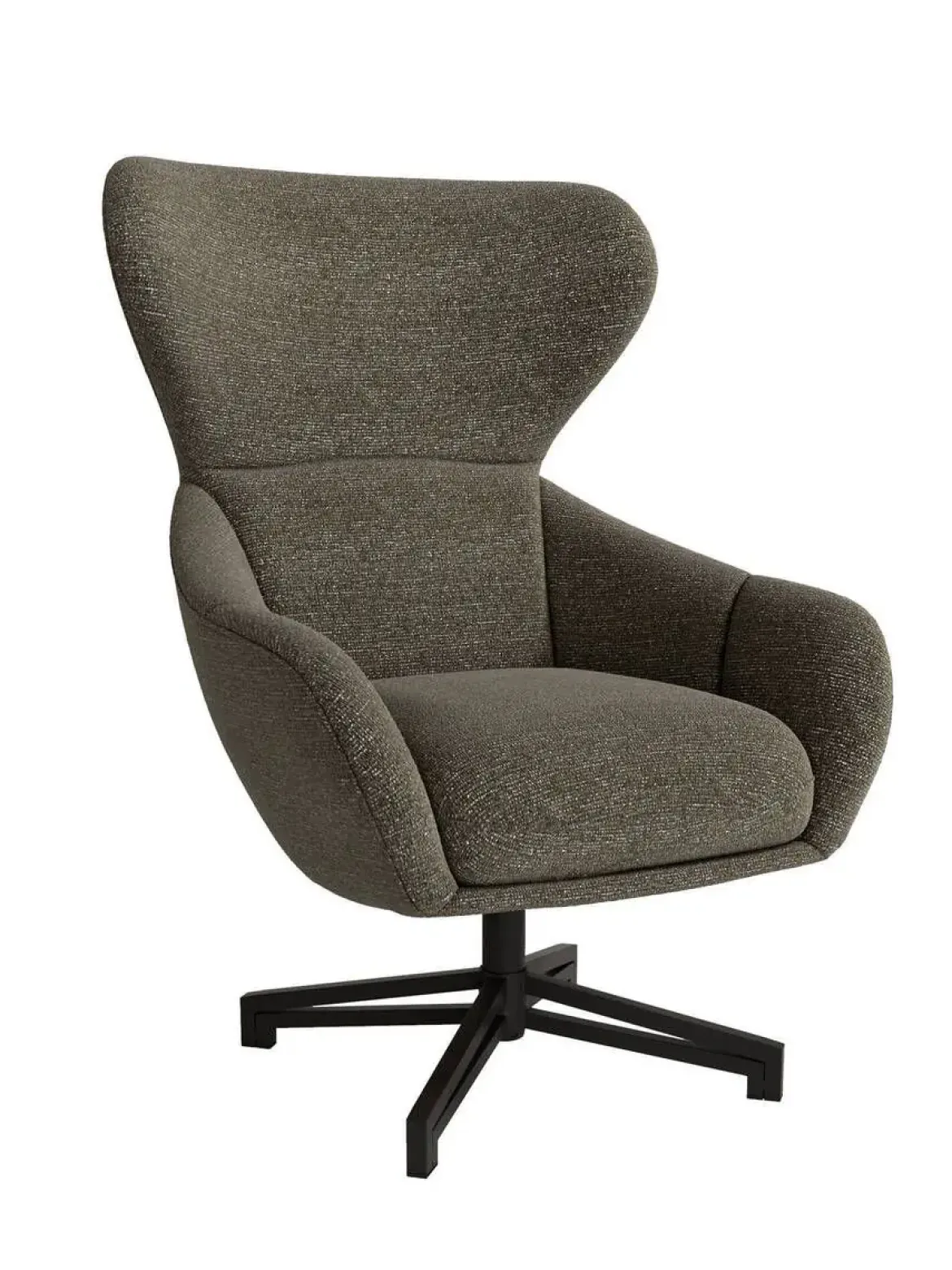 Butaca tapizada giratoria 360° con patas de metal negras ABELIA