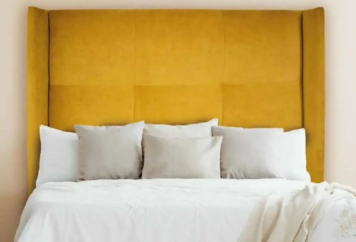 Cabecero 175cm para cama de 150 cm modelo CB71. En tela color mostaza