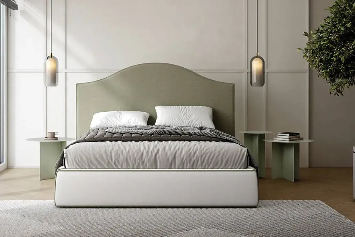 Cabecero de 108 cm Tapizado Curvo en Lino con Ribete LADY