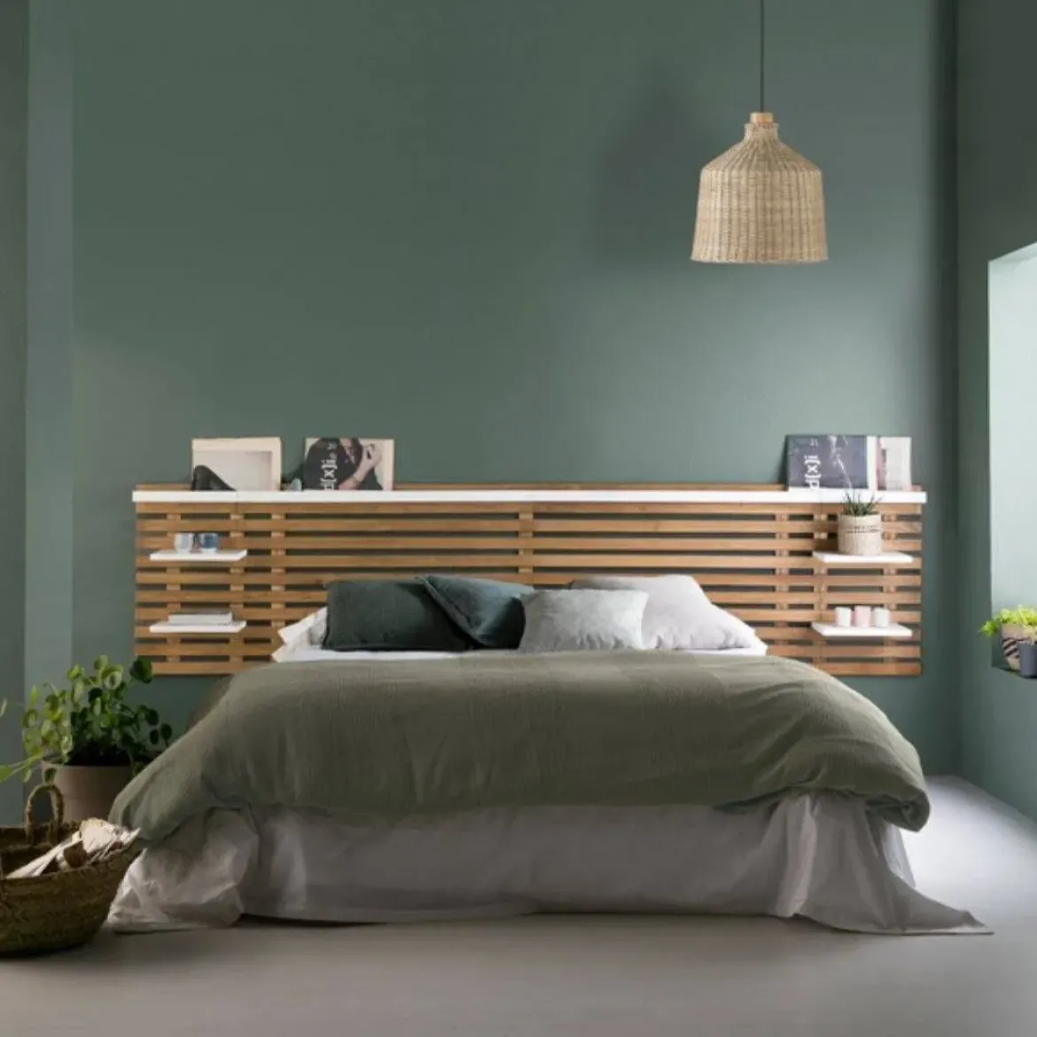 Cabecero de Madera Blanco y Roble Modelo NIDRA