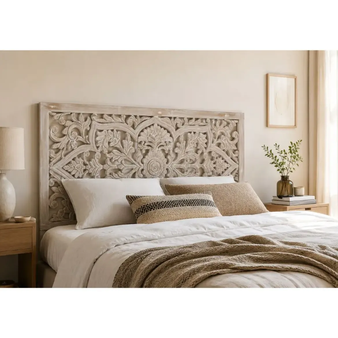 Cabecero Tallado Blanco en MDF 160 cm MB-182454