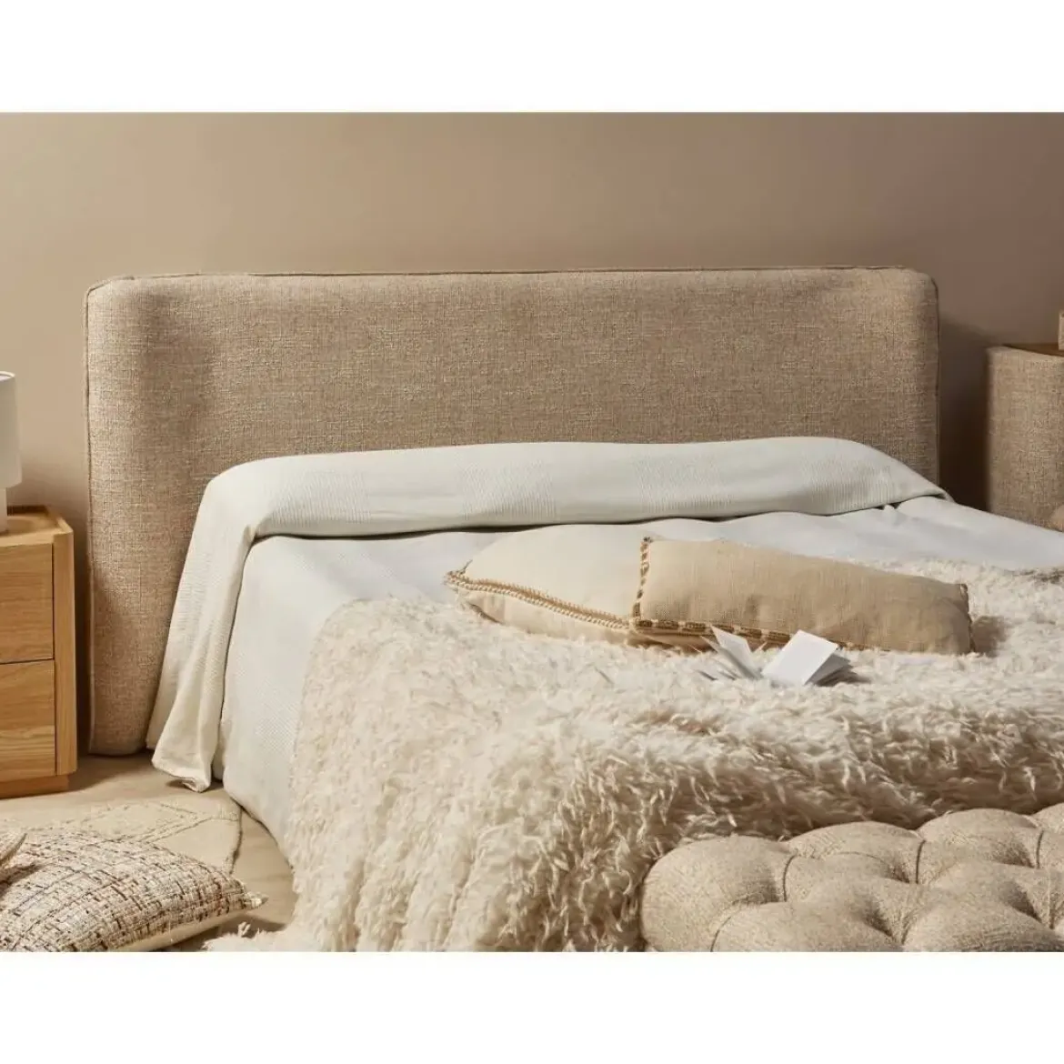 Cabecero Tapizado Beige de Bordes Redondeados T.CLASS 199 cm 33-260