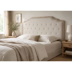 Cabecero Tapizado Beige Estructura de Roble MB-203414