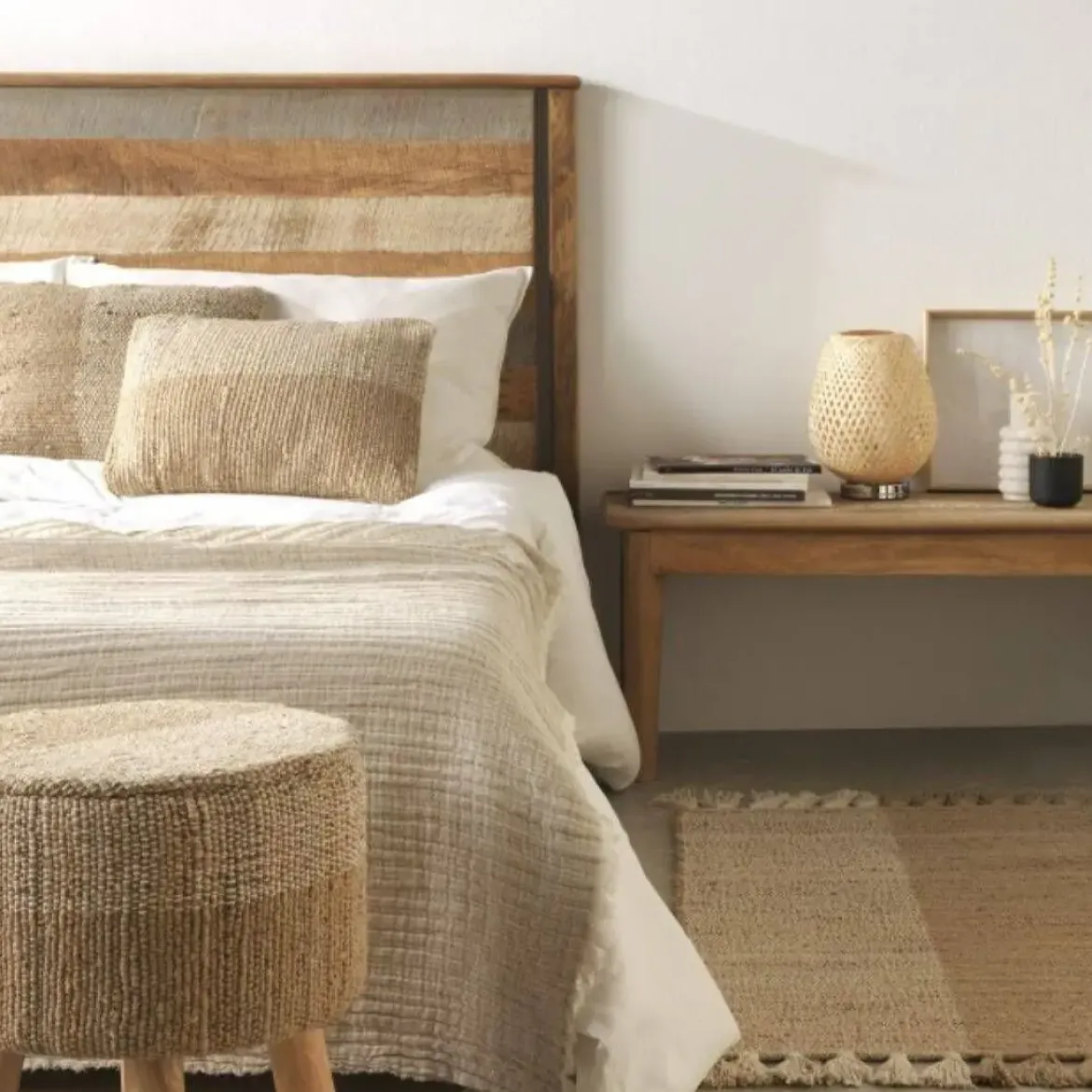 Cabezal de Madera Maciza de Mango 145 cm Gris GABAR 10711