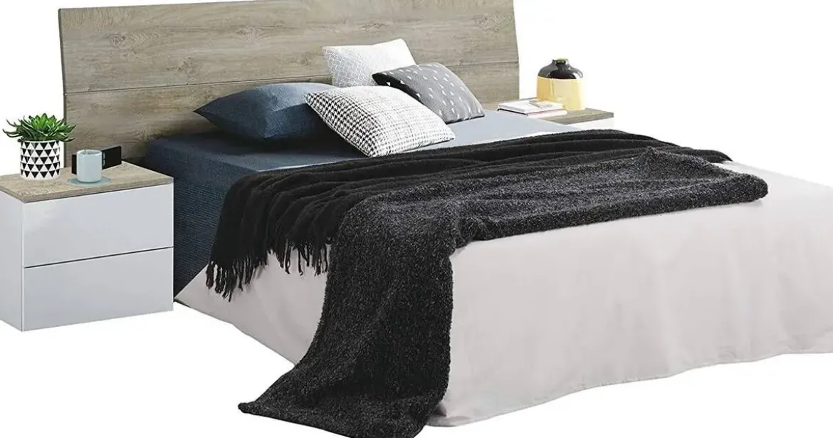 Cabezal y mesitas de noche roble Alaska y blanco Artik 016073C
