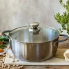 Cacerola Master 24 cm Acero Inoxidable con Tapa de Vidrio BRA A450355
