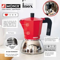 Cafetera Inducción 9 Tazas Roja MONIX M863109