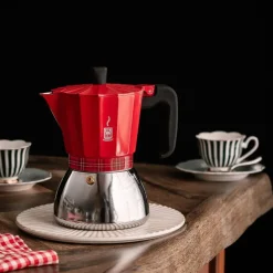Cafetera Italiana 6 Tazas Inducción Roja BRA DELUXE A170616