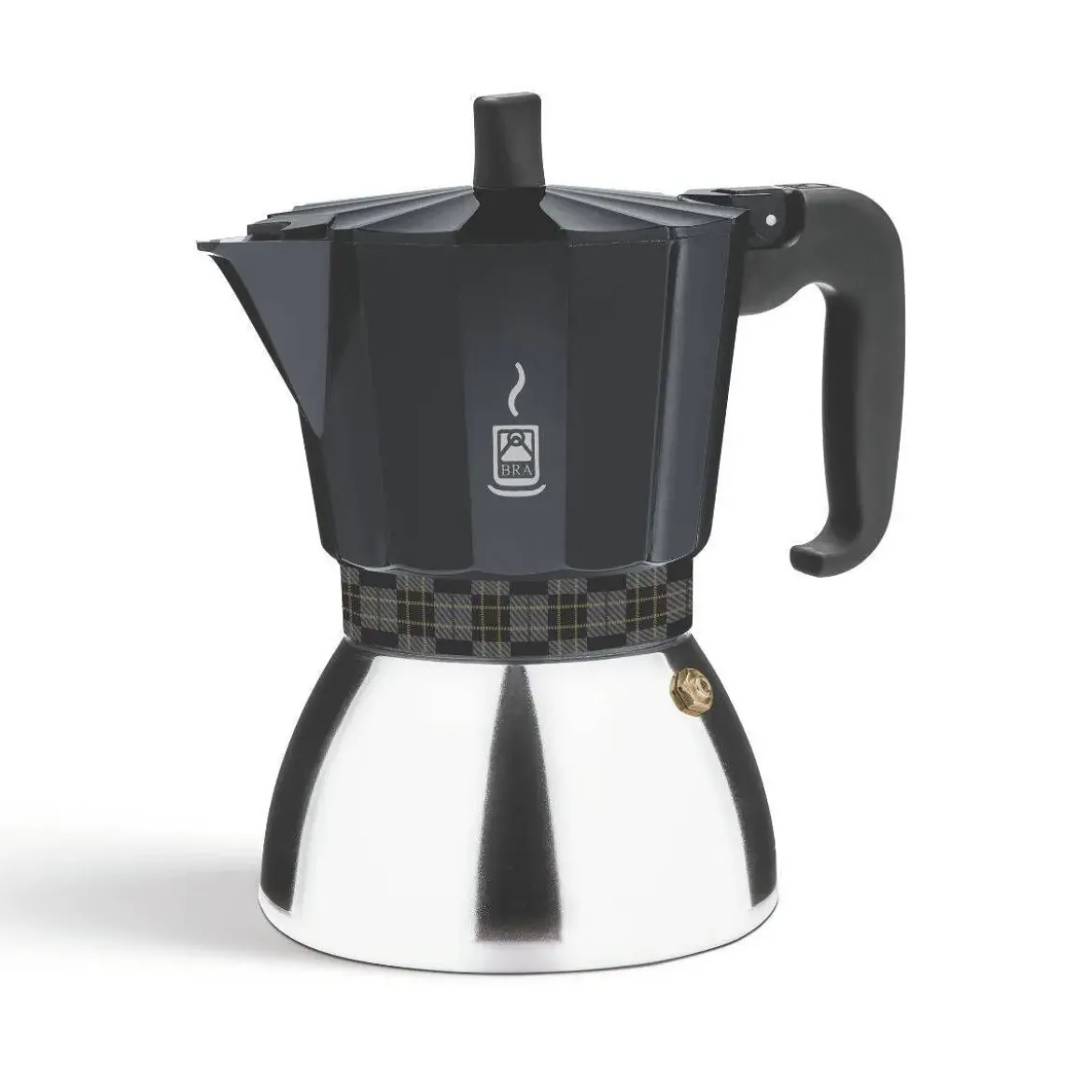 Cafetera Italiana 6 Tazas Inducción Negra BRA DELUXE A170626